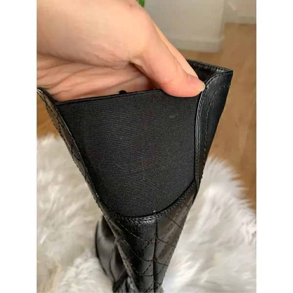 Black riding boots size 6 with stretchy back part new faux leather - Image 6