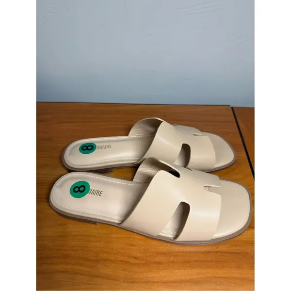 Cushionaire Voyage Slip On Sandal Nude Beige Flat Casual Cutout Strap Slide 8.5 - Image 3