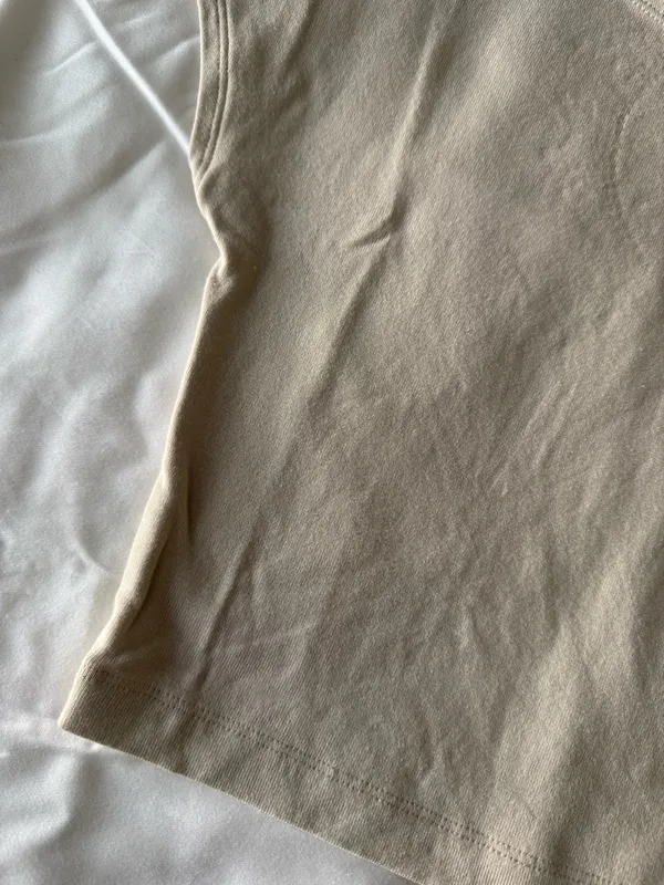 Beige Cropped Short Sleeve Tee From Italy - Image 3