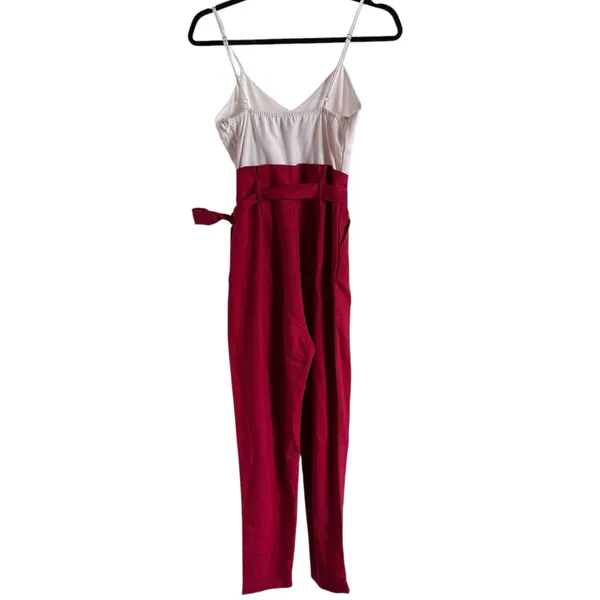 Windsor Womens Jumpsuit Sz XS Sealed With Style White Red Romper‎ Sleeveless - Image 5