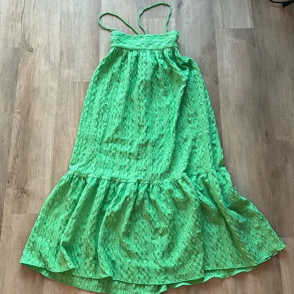 Zara Textured Green Maxi Dress sz M Blogger Fave - Image 2