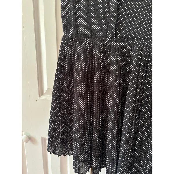 Jack Wills Black White Polka Dot Sleeveless Pleated Shirt Dress Women’s US 2 - Image 7