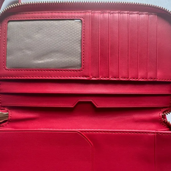 TUMI Vista Nylon Zip-Around Wristlet Strap Travel Wallet Red 4.5" X 7.5" - Image 7