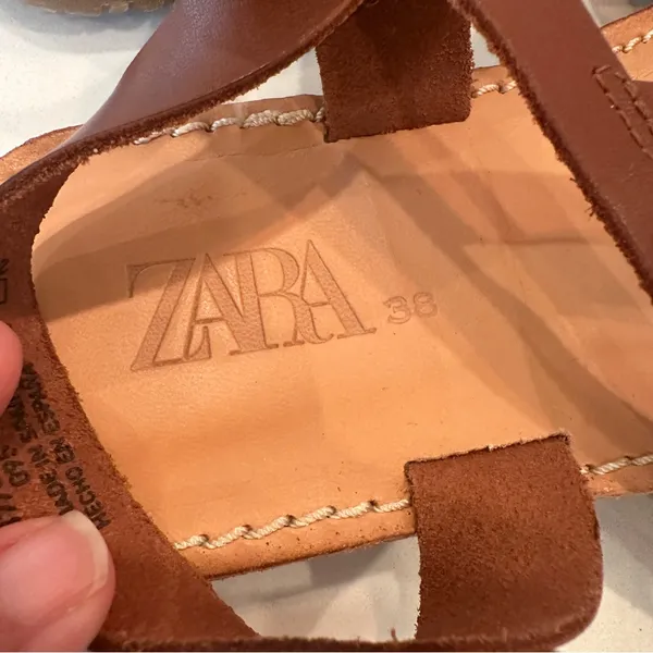 Zara Leather Flat Strappy Sandals Sz 38 Fisherman Womens Spain NWOT - Image 8