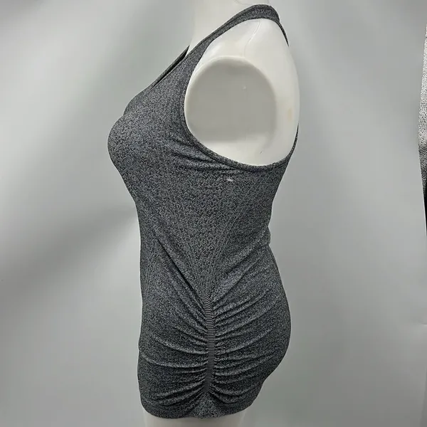 Athleta charcoal gray nylon ruched racerback tank large - Image 2