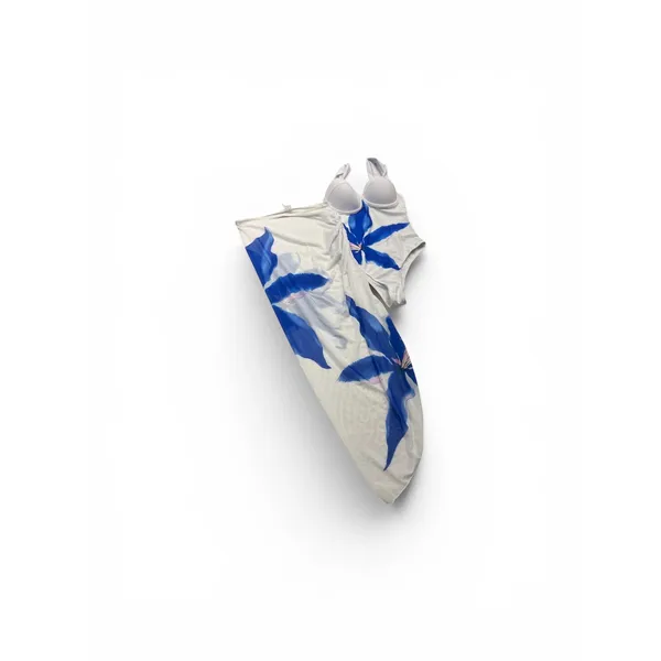 Source Unknown Floral Underwire One Piece Swimsuit with Matching Sarong Cover Up White Blue S - Image 3