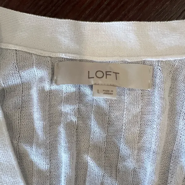 Loft ribbed white cardigan large - Image 8