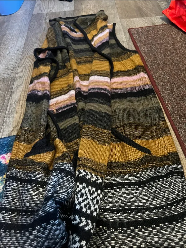 Sanctuary Striped Knit Open-Front Sweater Vest in Mustard and Black - Image 6
