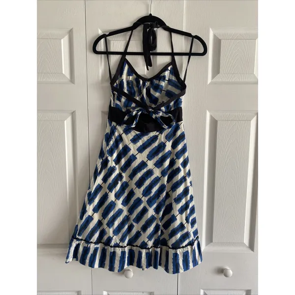Maeve Anthropologie Womens‎ Small Blue Halter Kateye Babydoll Dress Y2K - Image 6