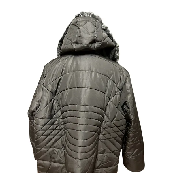 Avenue Puffer Jacket Quilted Design Faux Fur Trim Hooded Solid Black W 14/16 NWT - Image 7