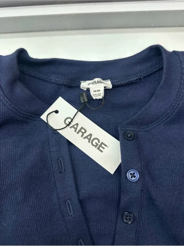 Garage Navy Blue Button Up Long Sleeve (Ready To ship) - Image 3