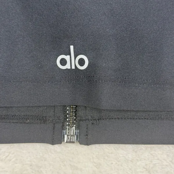 Alo Yoga Womens Black Front Zip O-Ring Square Neck Crop Top W1246R Size S - Image 9