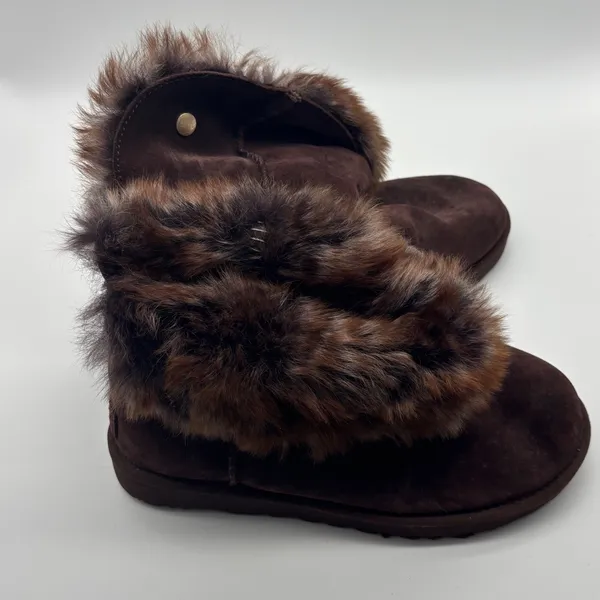 UGG Australia Brown Suede Faux Fur Cuff Winter Boots Womens 10 - Image 9