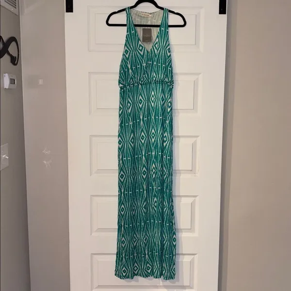 Anthropologie The Addison Story Green & White Geometric Print Maxi Dress, NWT - Image 3