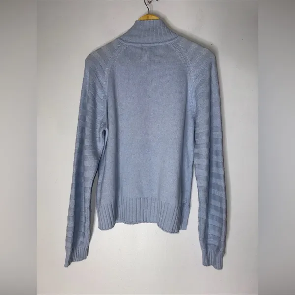 Van Kukil Light Blue Mock Neck Cashmere Sweater Medium‎ - Image 2