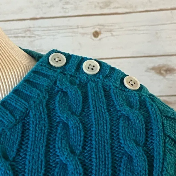 Lands’ End blue classic cable-knit pullover sweater Size Medium Petite - Image 3