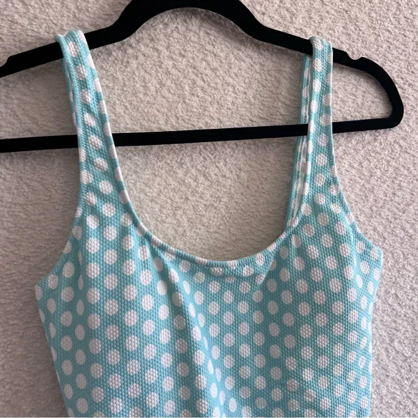 Aerie NWT Women’s Blue Cheeky Polka Dots One‎ Piece Bathing Suit Size Medium - Image 4