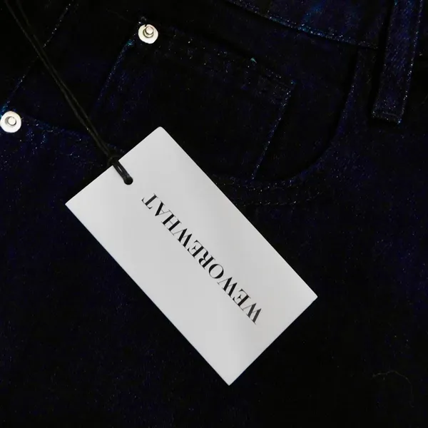 NWT!! WEWOREWHAT Low Rise Dad Jeans Dark Wash Blue Raw Hems Denim Casual Size 27 - Image 10