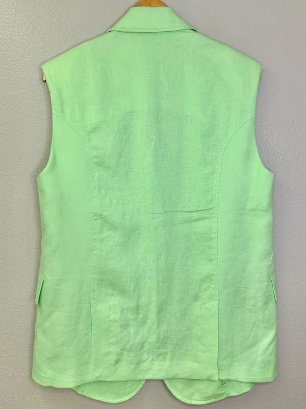 NWT Free People Linen Cotton Oversized Vest Shoulder Pad Long Length Lime Neon - Image 4