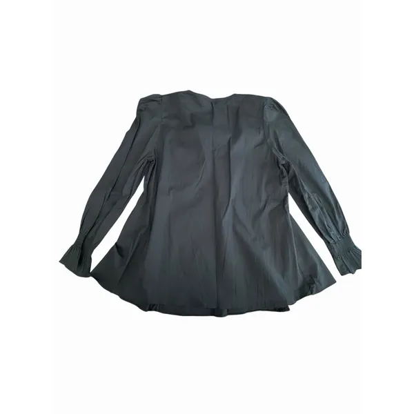 Pomander Place Tuckernuck XS Black Poplin Easton Blouse Ruffle Sleeve #KKK1-3 - Image 8
