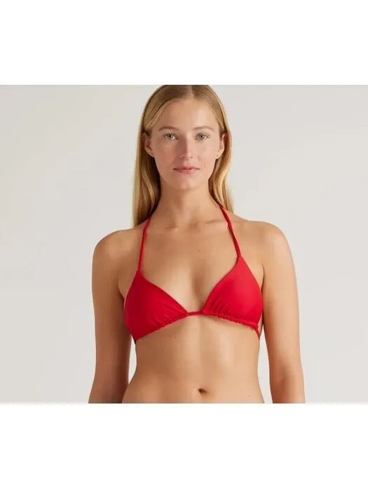 New Quince Women's Italian Triangle Bikini Top Cherry Red Large - Image 2