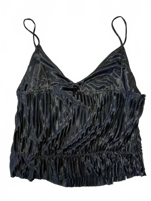 ZARA Pleated Satin Camisole Top Elegant Black L - Image 2
