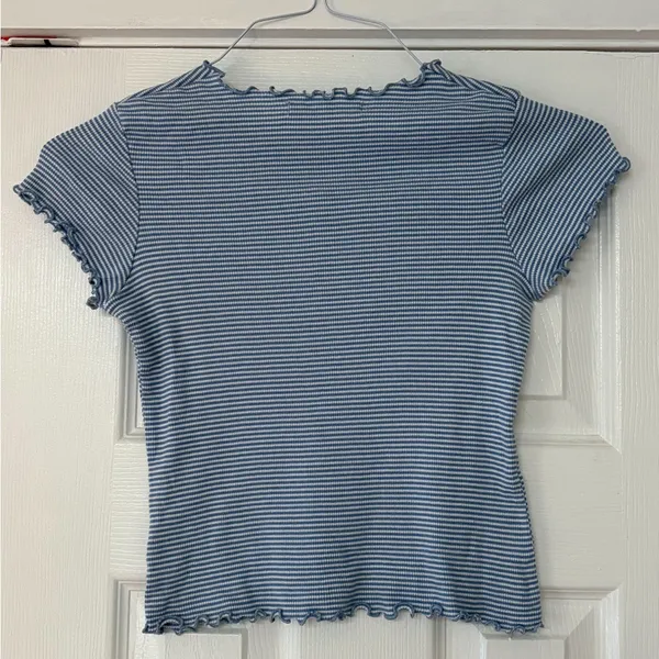Brandy‎ Melville Navy Striped Short Sleeve Top Cotton One Size EUC - Image 2