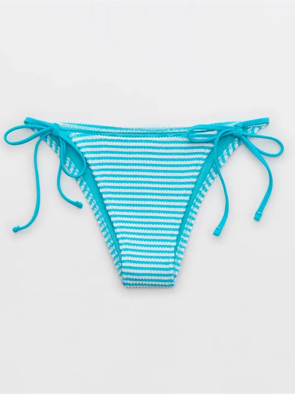 {Aerie} Brand New Crinkle Stripe Cheekiest Tie Bikini Bottom - Image 3