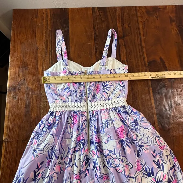 Lilly Pulitzer Purple Floral Elephant Print Cotton Fit Flare Dress 00 Sweetheart - Image 7