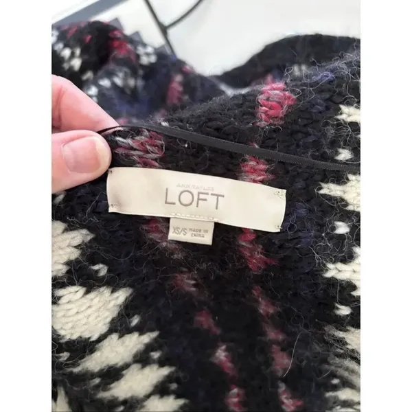 LOFT Alpaca Wool Cardigan Sweater Vest Poncho Blanket Open Front Chunky XS/S - Image 2