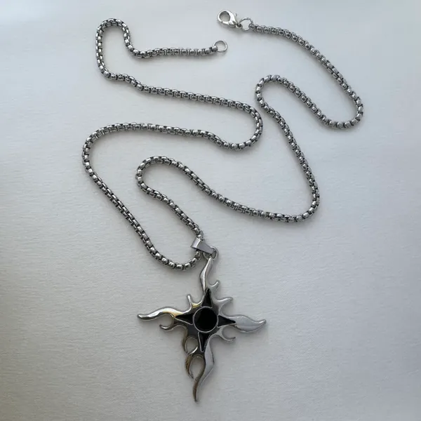 Flame Cross Pendant Necklace for Men Women,Streetwear Punk Hip Hop Unisex Style - Image 5