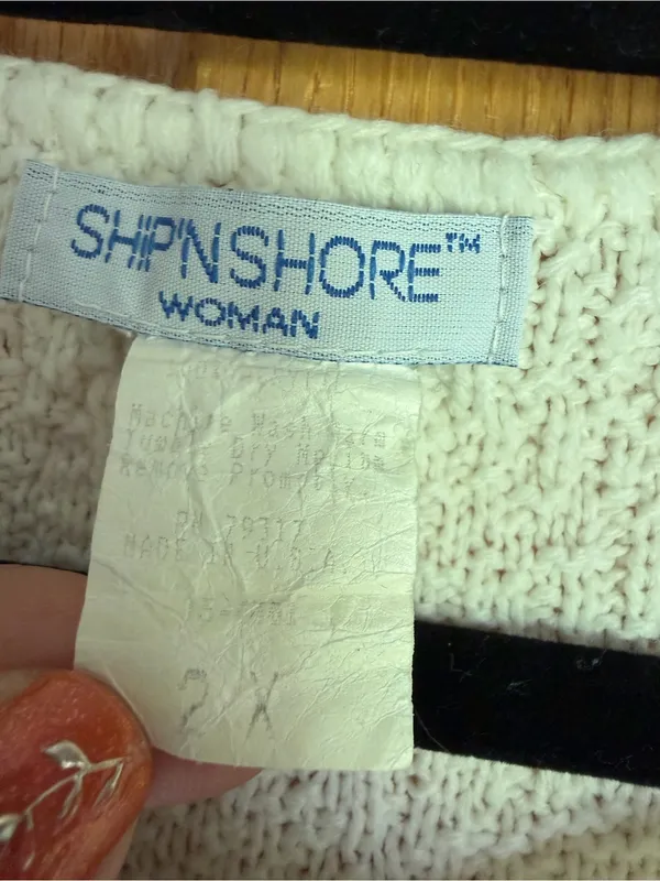 Vintage Ship 'N Shore Off-White Textured Short Sleeve Blouse Plus Size 2X - Image 4