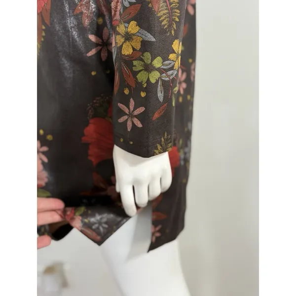 TOV Los Angeles Faux Leather Floral Snap Front Coat Dress Jacket Duster 38 NWT - Image 5