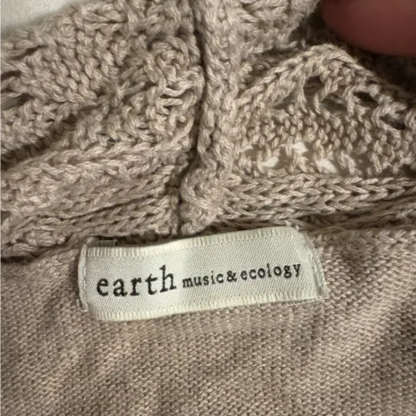 Crochet Elegant Beige Women's Sweater Tan Size M - Image 2