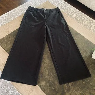 Tanming Women's Casual High Waist Trousers Wool Blend Cropped Wide Leg Pants - Image 8