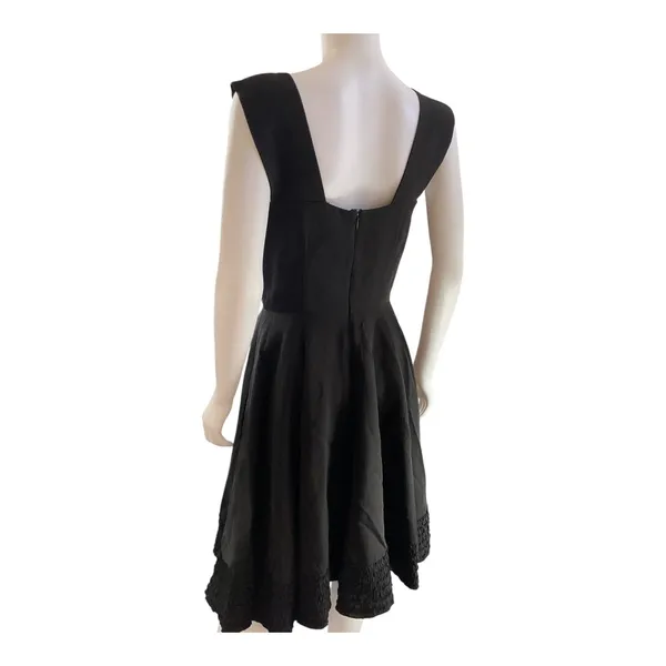 Candice Gwinn New Orleans Black Dress Ruffle Trim Fit‎ & Flare Midi Party Sz 8 - Image 5