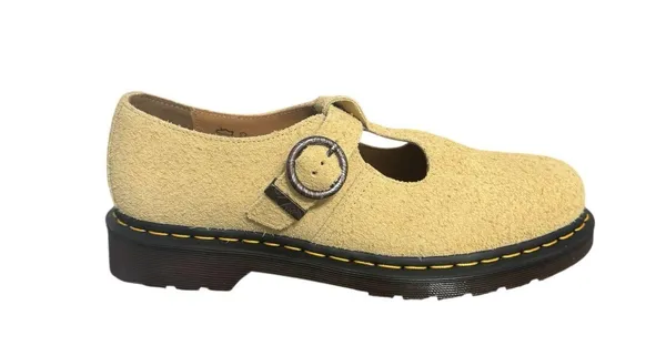 New! Dr Martens T-Bar Hazy Yellow Long Napped Suede Mary Janes - W 11 / M 10 - Image 6