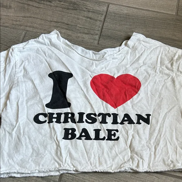 I heart Christian bale cut crop top - Image 2