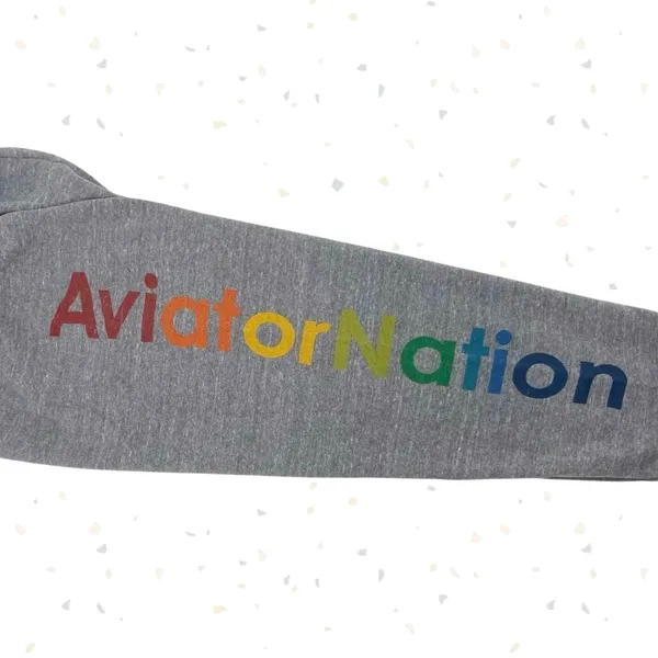 Aviator Nation Gray Rainbow Spellout Logo Sweatpants Casual Lounge Sweat Size XS - Image 3
