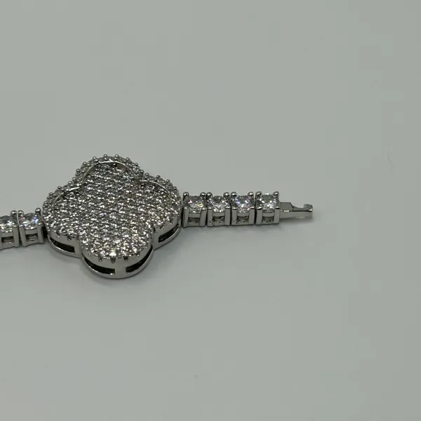 Fragrant Jewels Moissanite Clover Tennis Bracelet VVS1 Silver New Insane Quality 8 Inch 3mm - Image 5