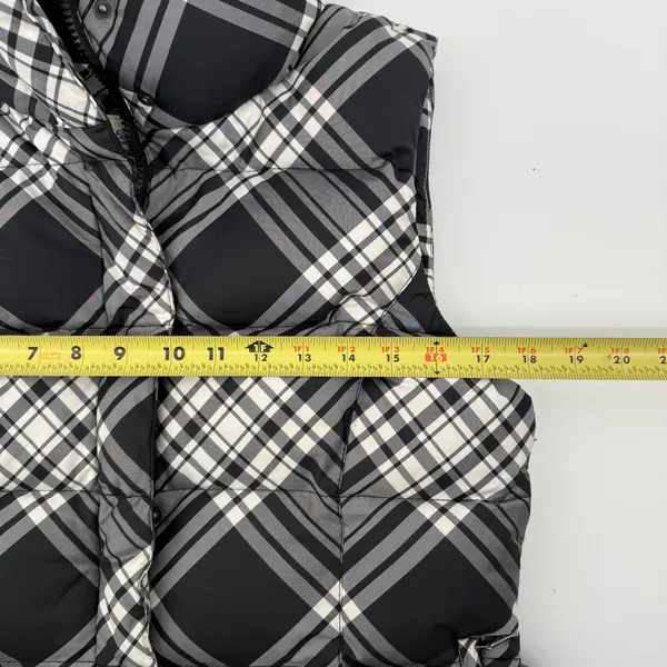 Eddie Bauer Womens‎ Goose Down Puffer Vest Black White Plaid Check Small - Image 6