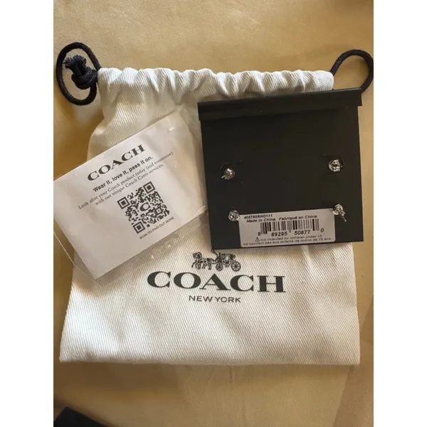 Coach Set of 2 Silver Stud Earrings One Size - Image 4