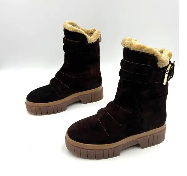 Free People Fable Faux Fur Lined Boots Custom Dark Brown Chunky Lug Sole - Image 8