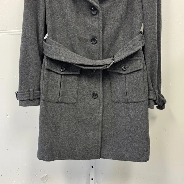 Marc New York Andrew Marc Gray Wool Blend Belted Overcoat Coat Jacket Womens 8 - Image 5