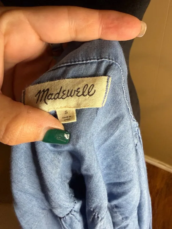 Madewell Central Button Front Chambray Cotton Shirt Blouse Top S - Image 3