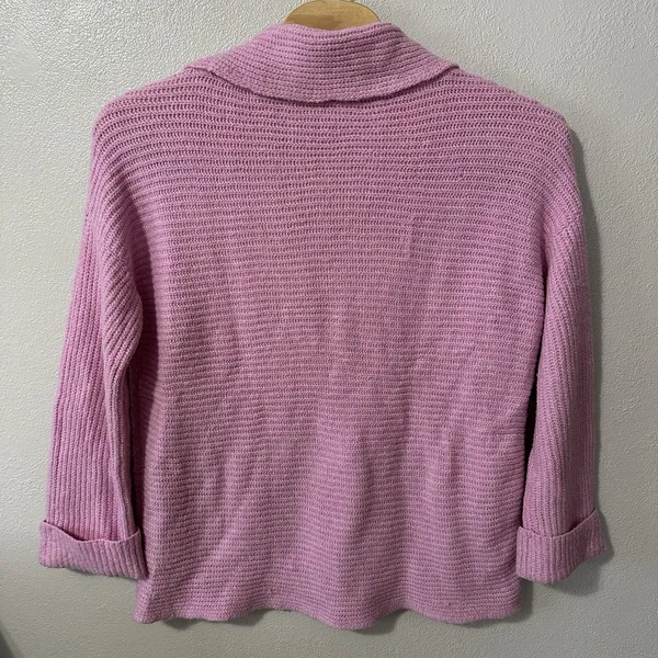 Anthropologie Pilcro Pink Cowl Neck Chunky Sweater Size‎ Large Ribbed Oversized - Image 2