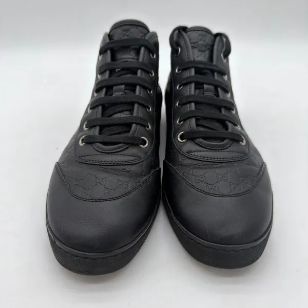 Gucci GG Guccissima Women's Leather High Top Sneakers Black Casual 38.5 8.5 - Image 8