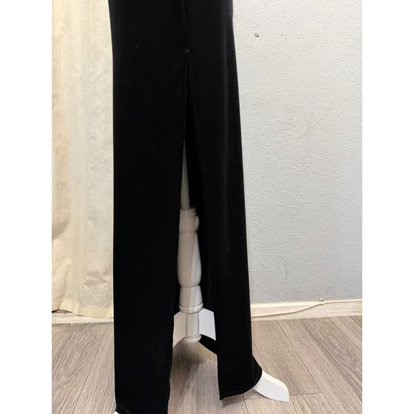 Misty Rose Black Velvet Strapless Maxi Dress M‎ Side Slit Bodycon Gothic Vampire - Image 6