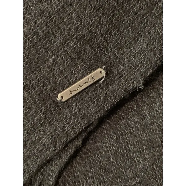 Smartwool Gray Merino Wool Blend Knit Rectangle Scarf Fringe Logo Accent Winter - Image 4