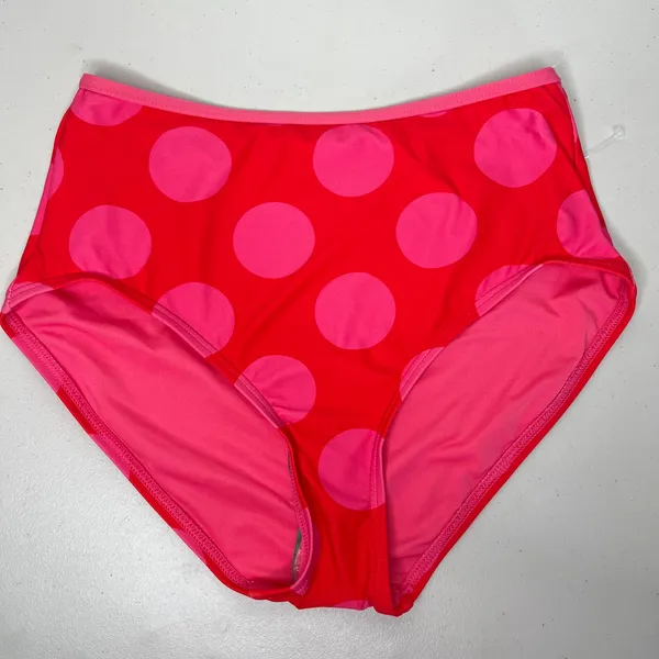 Kate Spade New York Red & Pink High Waist Bikini Bottom Size Small - Image 3